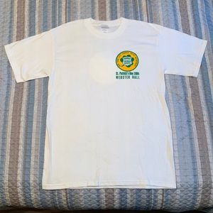 Gildan White Short Sleeve T-Shirt with Green and Yellow St. Patrick's Day Logo